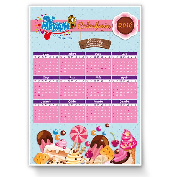 Calendario afiche de 48x68 Cms