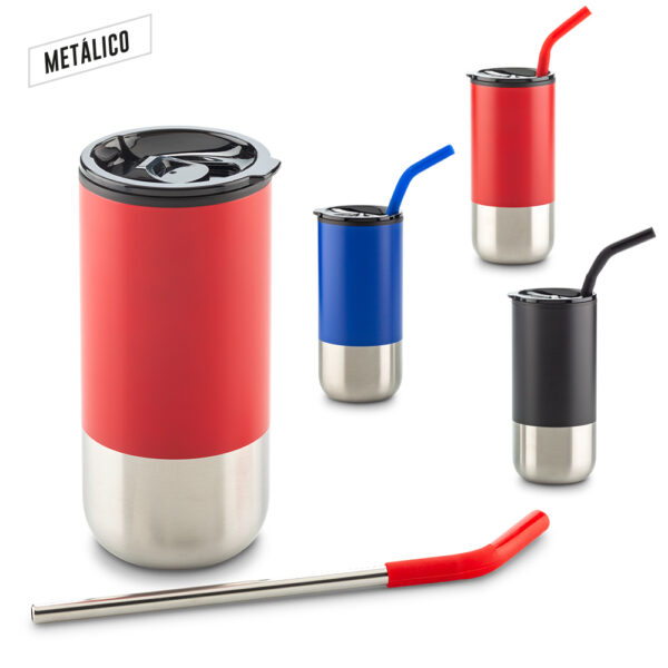MU-325    Mug Metálico con Pitillo 600ml