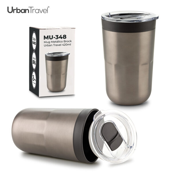 MU-348  Mug Metálico Brock Urban Travel 420ml