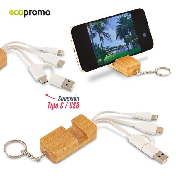 TE-566   Cable Multicargador 3-1 Bamboo