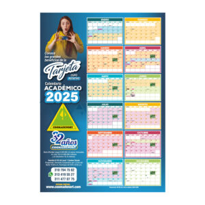 Calendario afiche de 68 x 98 cms